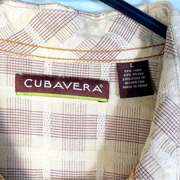 CUBAVERA Men's Size Large Casual Button Down Shirt Short Sleeves Linen Blend - Picture 5 of 6